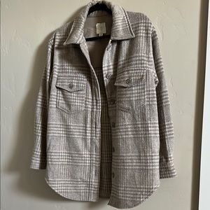 Plaid Beige Women's Shacket
